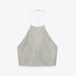 Zara Rhinestone Tulle Halter Top